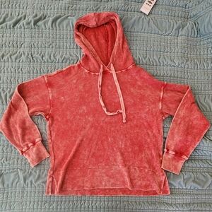 Michael Stars Burnt Red Waffle Pattern Hoodie Size Medium - NWOT